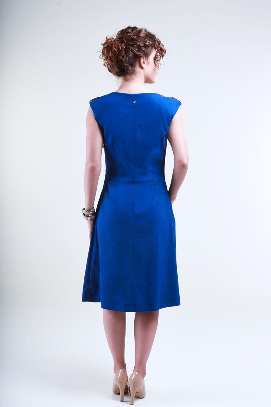 "The Paris Dress" sleeveless and boat neckline -royal blue