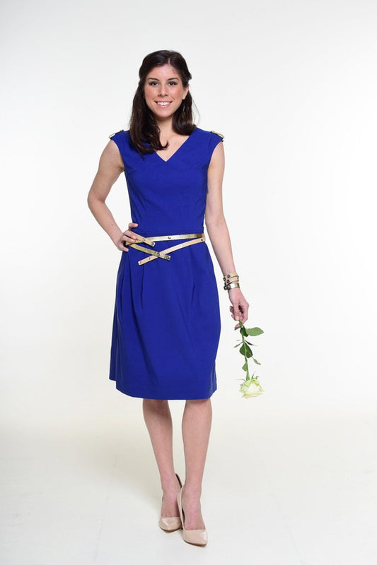"The Paris Dress"  sleeveless and V neckline -royal blue