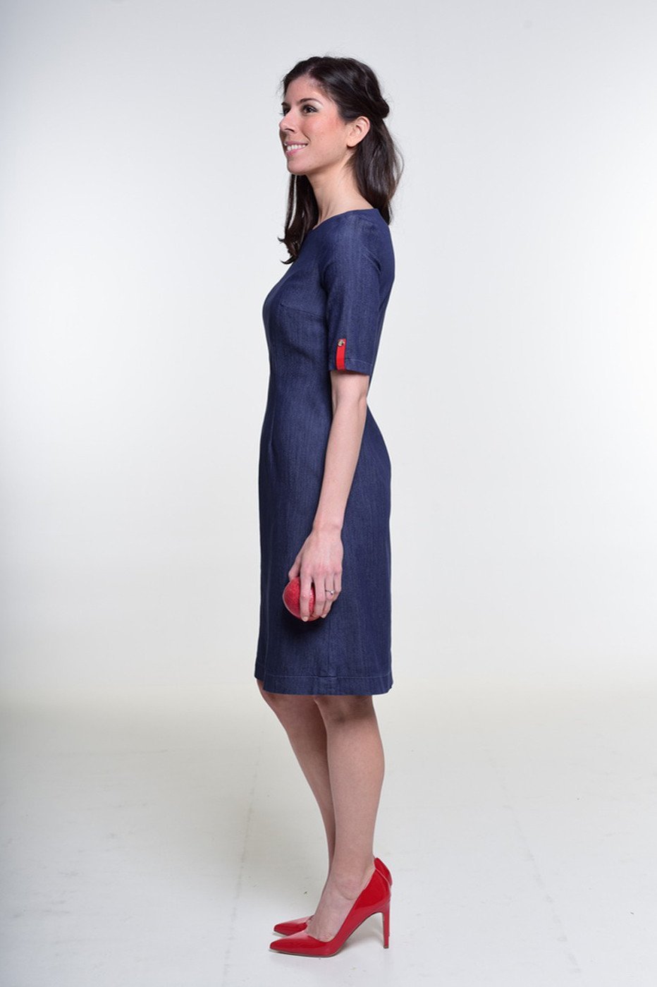 The Luxembourg Dress - boat neckline, elbow length sleeve -imperial red