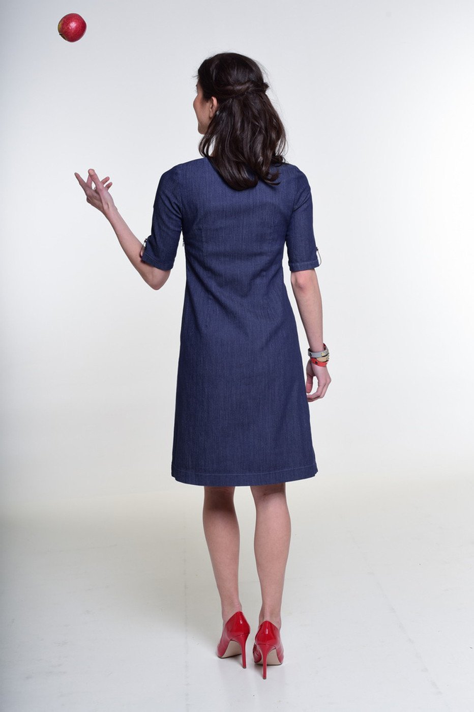The Luxembourg Dress - boat neckline, elbow length sleeve -imperial red