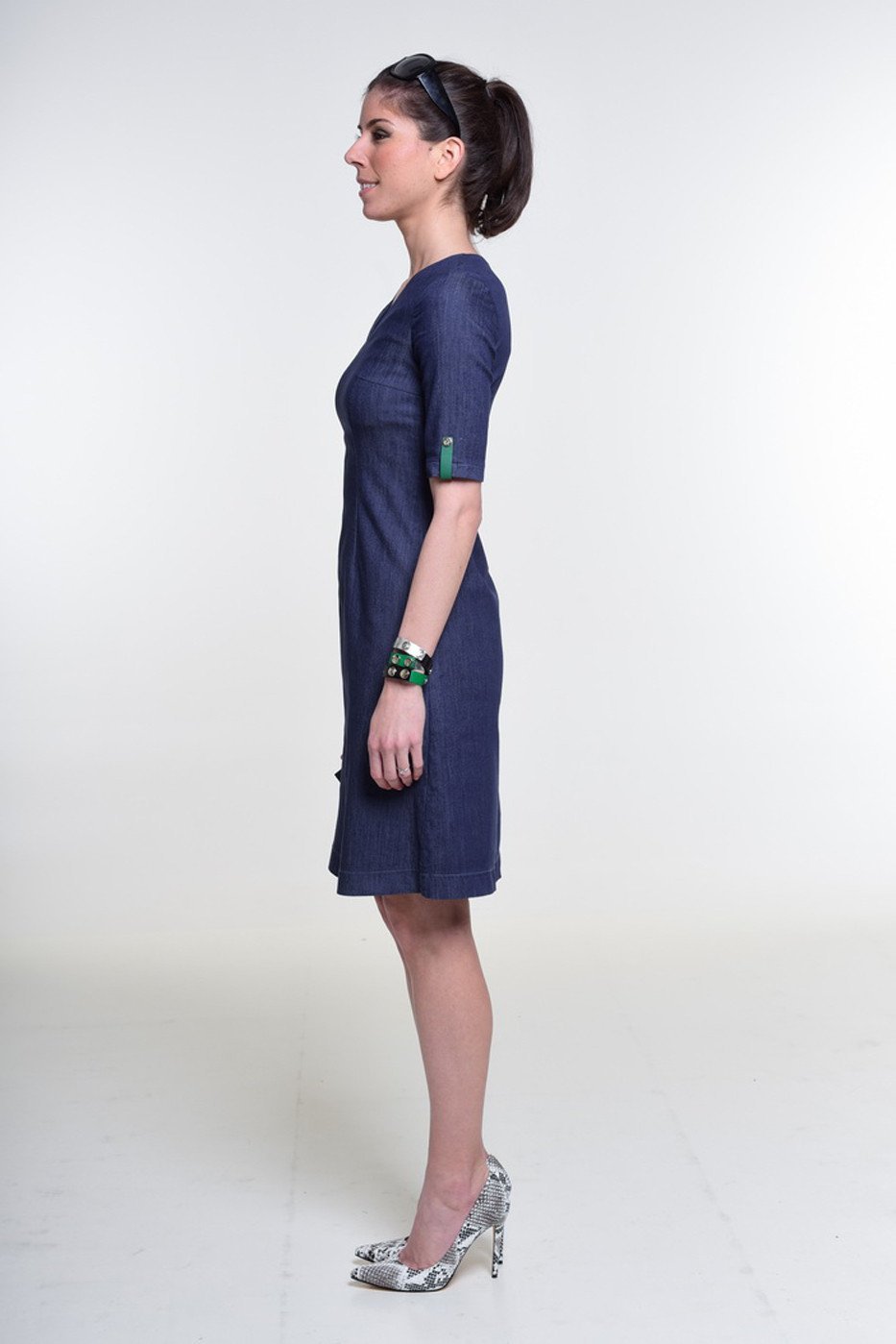 The Luxembourg Dress - V neckline, elbow length sleeve -imperial red