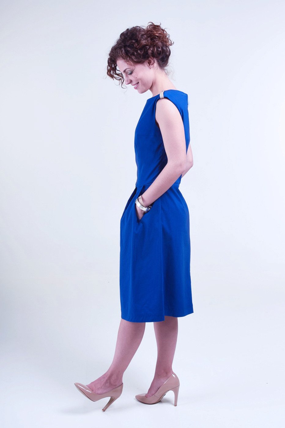 "The Paris Dress"  sleeveless and boat neckline -royal blue
