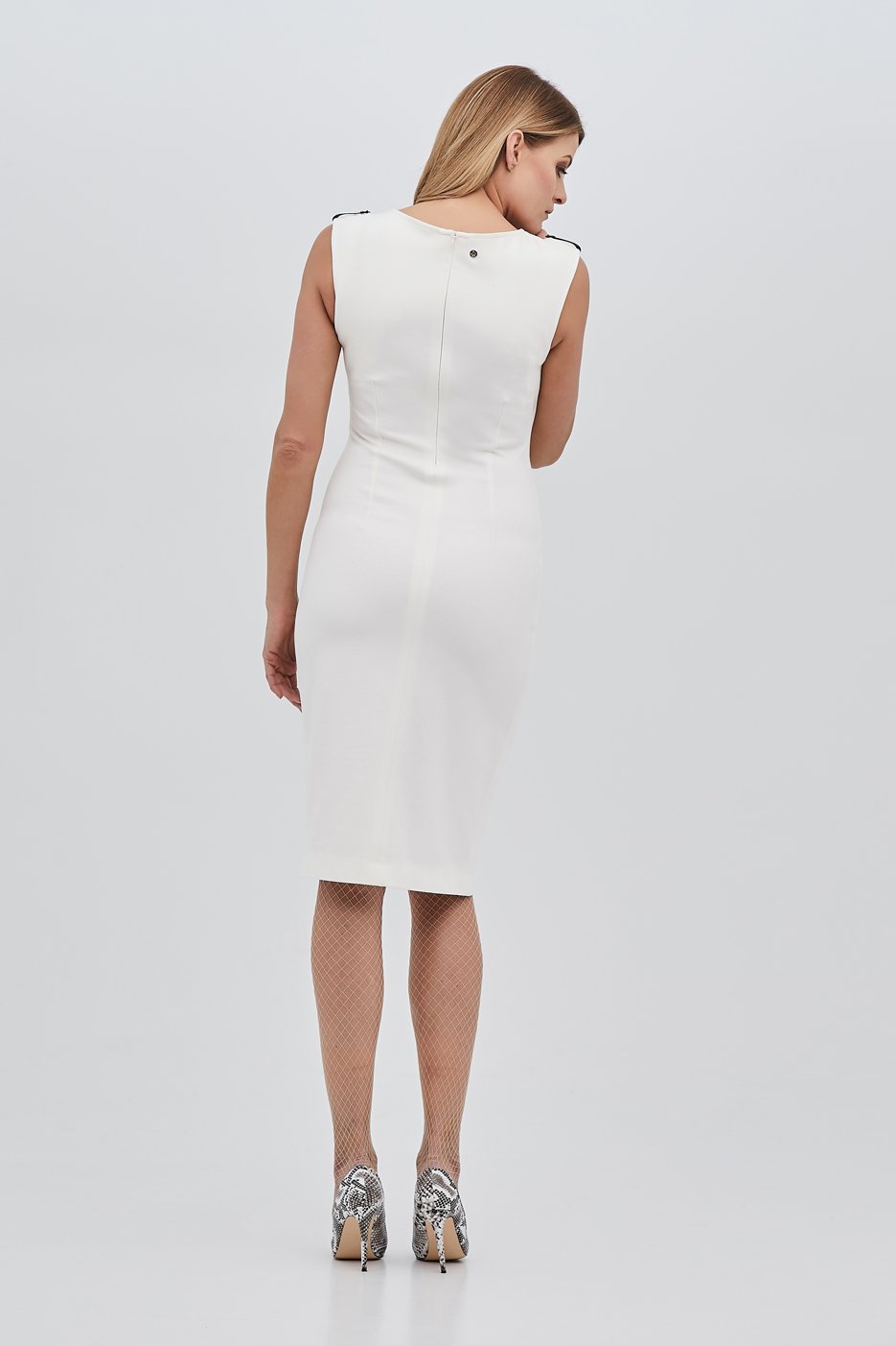 "The Vienna Dress" sleeveless with boat neckline - white ivory